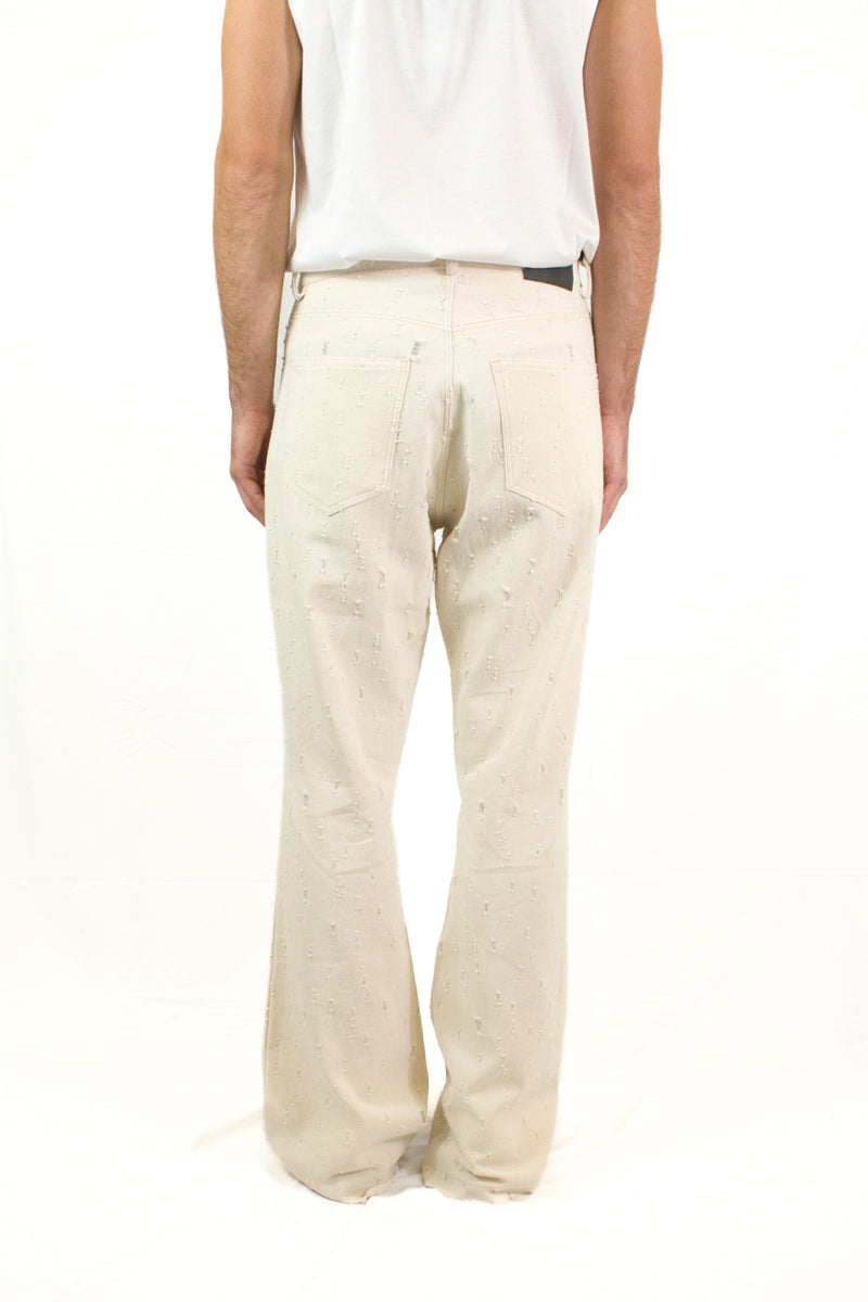 Marsem Pantalone Twill Distressed Denim Burro