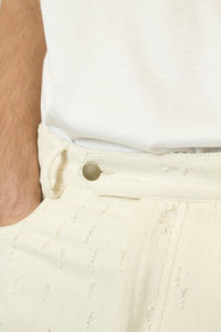 Marsem Pantalone Twill Distressed Denim Burro