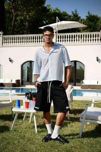 Basedodici Checked Shirt Blue Summer Club