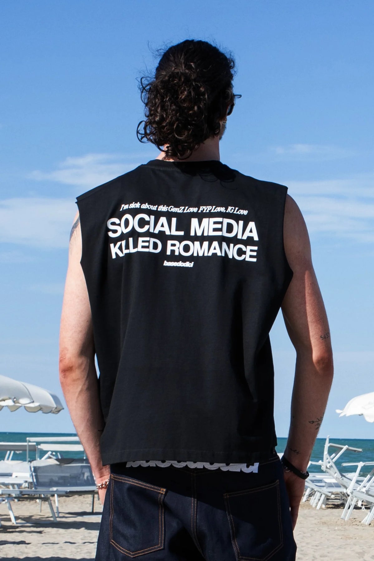 Basedodici Tank Black "Social Media Killed Romance"