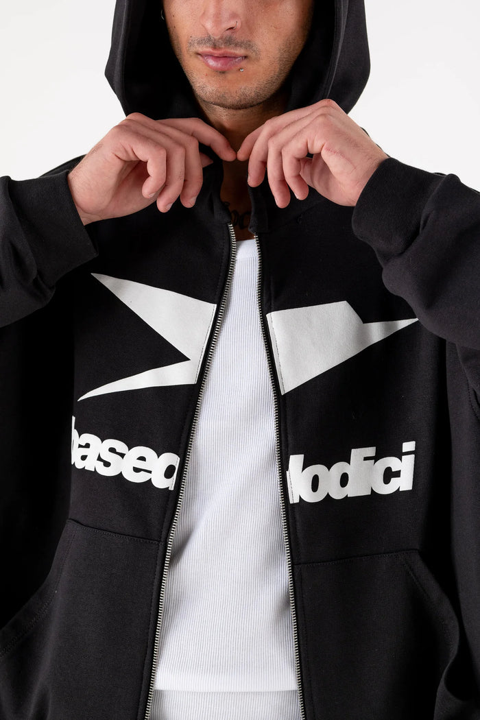 Basedodici Zip Hoodie Logo Black