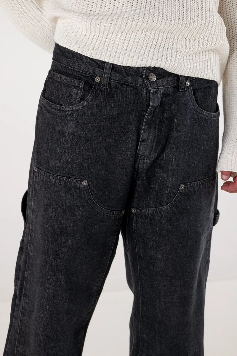 Basedodici Carpenter Denim Pants Black