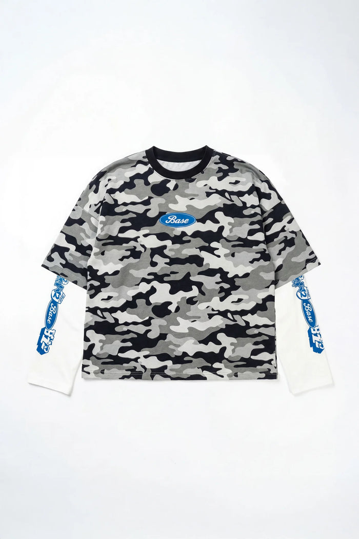 Basedodici Longsleeve Camo Grey Double Layer