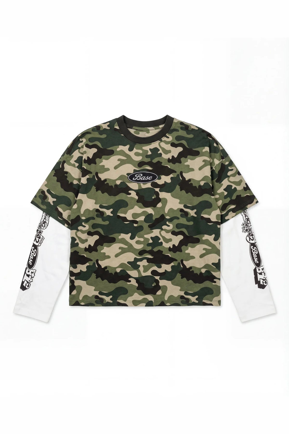 Basedodici Longsleeve Camo Green Double Layer