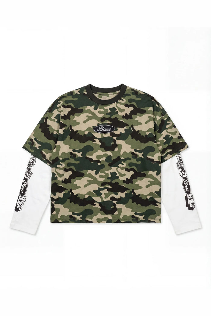 Basedodici Longsleeve Camo Green Double Layer