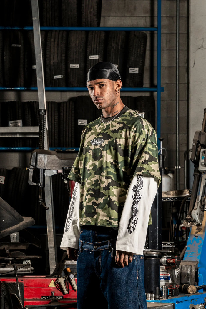 Basedodici Longsleeve Camo Green Double Layer