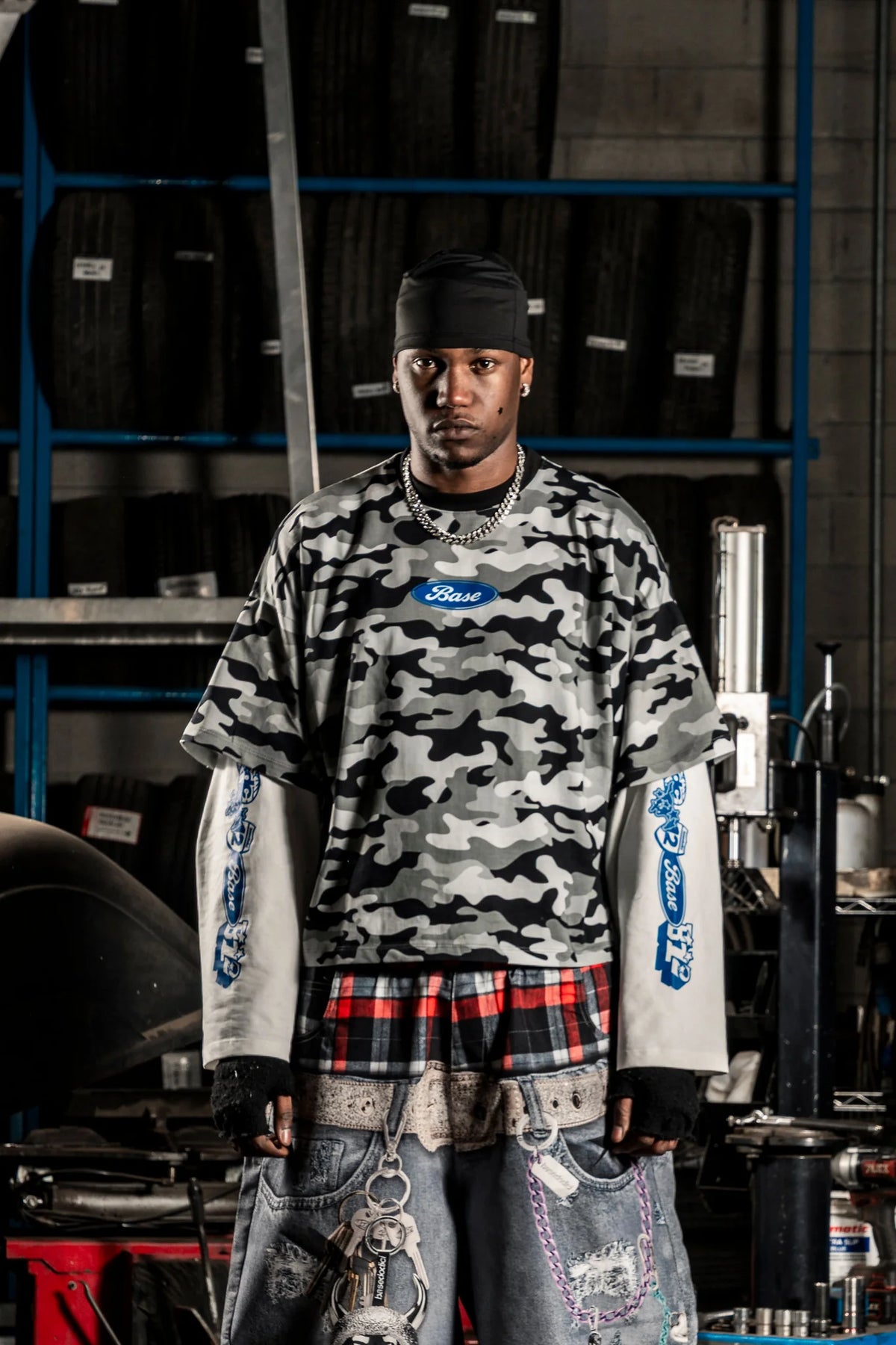 Basedodici Longsleeve Camo Grey Double Layer