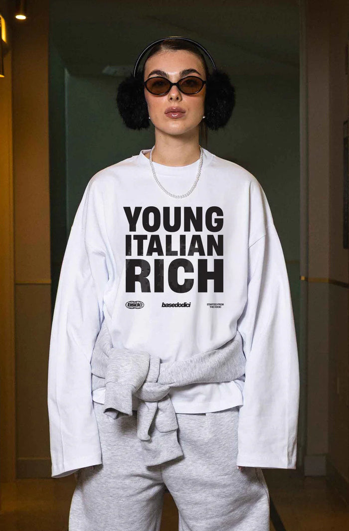 Basedodici "WORLD TOUR" Young Italian Rich Longsleeve White
