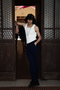 Marsem Canotta a Coste in Viscosa Bianca