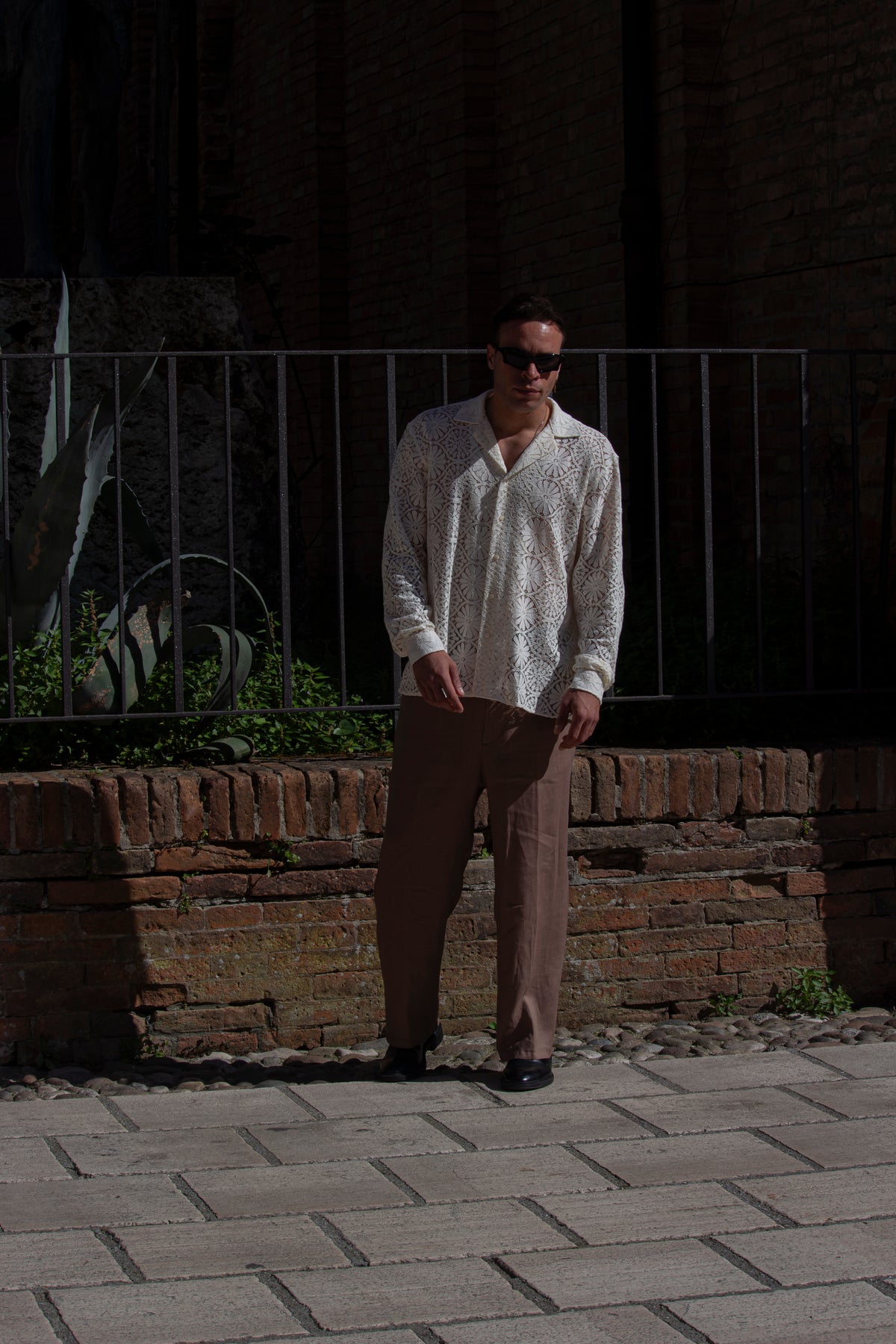 Marsem Camicia Crochet Flower Burro