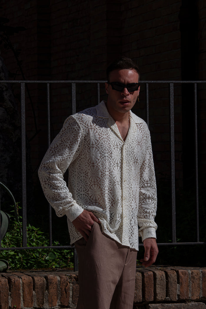 Marsem Camicia Crochet Flower Burro