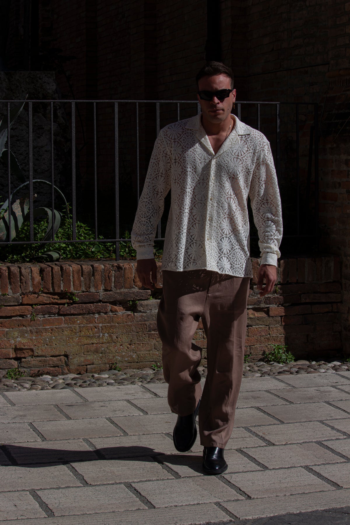 Marsem Camicia Crochet Flower Burro