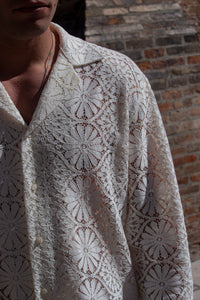 Marsem Camicia Crochet Flower Burro