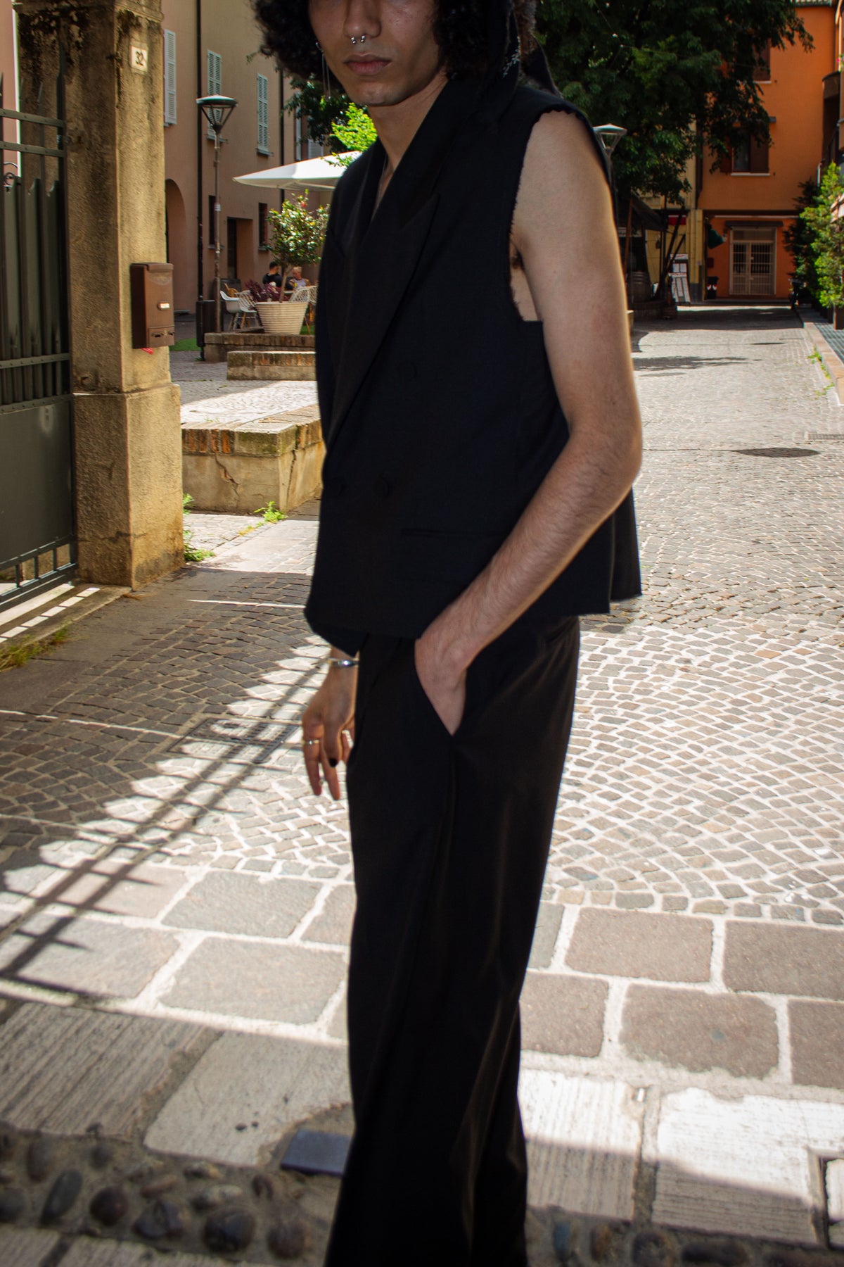 Marsem Giacca Smanicata in Viscosa Black