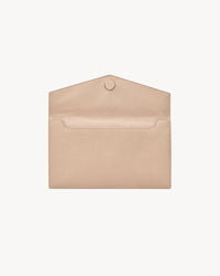 Saint Laurent Pochette Uptown Grain de Poudre Embossed Leather Beige