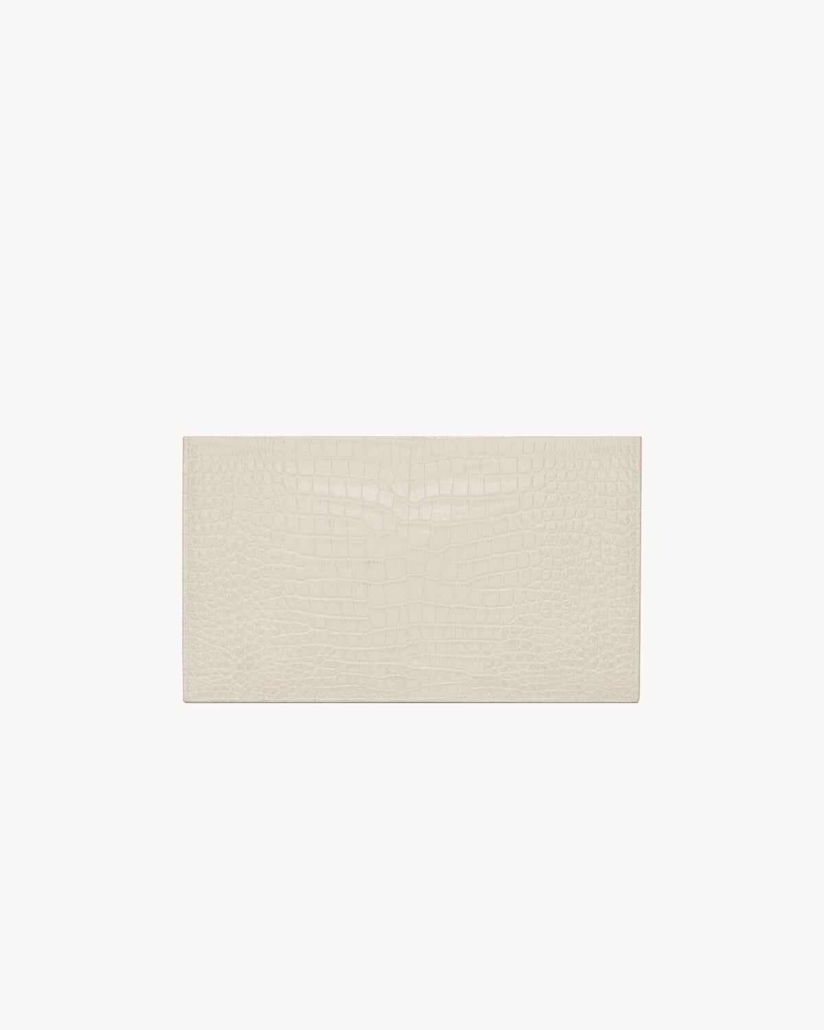 Saint Laurent Pochette Uptown Grain de Poudre Embossed Leather Crocodile White