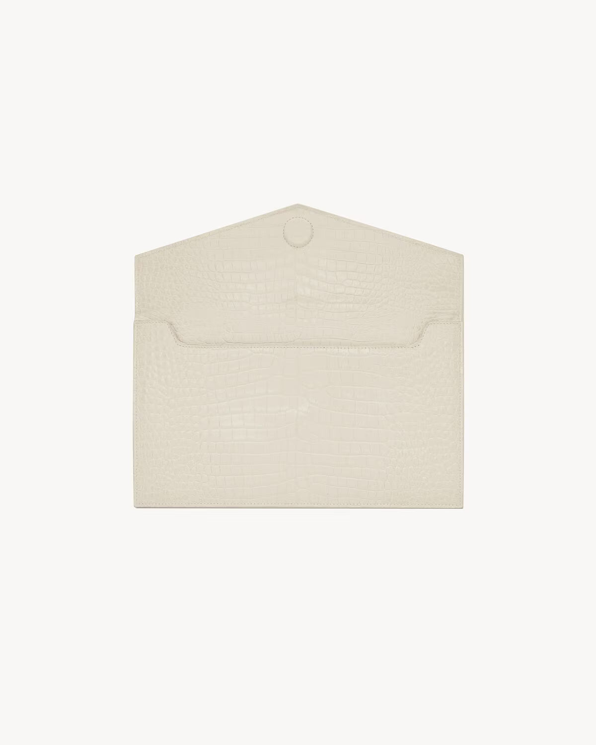 Saint Laurent Pochette Uptown Grain de Poudre Embossed Leather Crocodile White