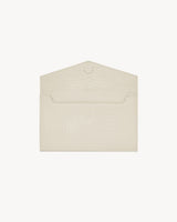 Saint Laurent Pochette Uptown Grain de Poudre Embossed Leather Crocodile White