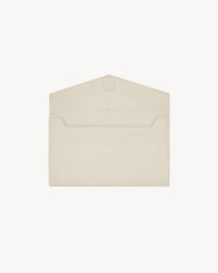 Saint Laurent Pochette Uptown Grain de Poudre Embossed Leather Crocodile White