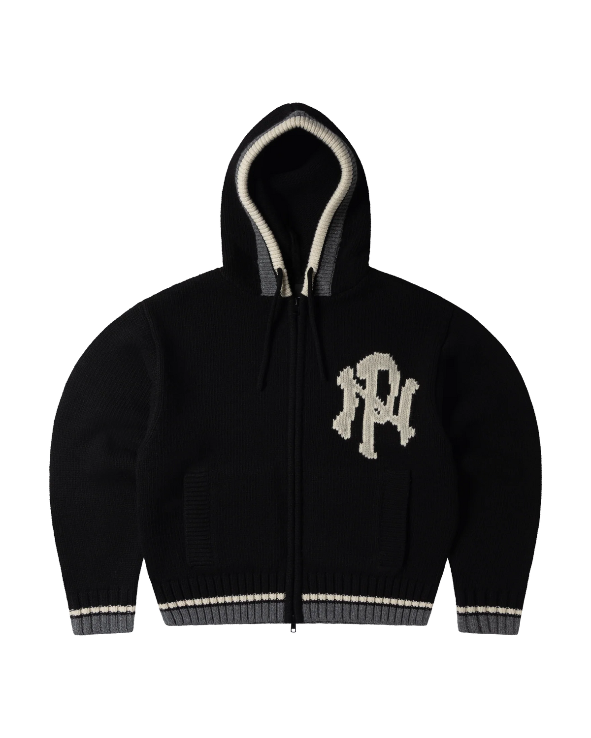 No Problemo NYP Varsity Zip Through Knit Black