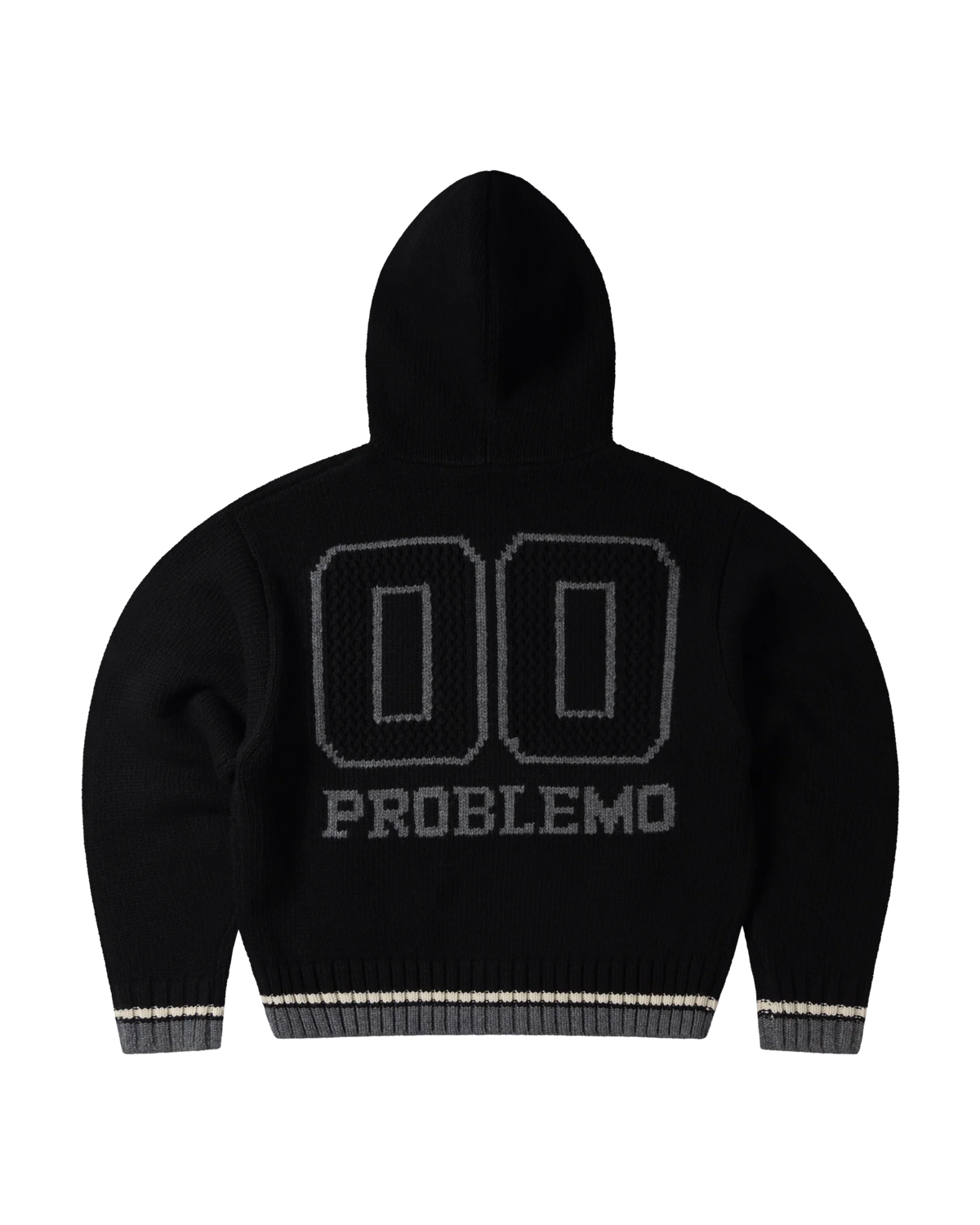 No Problemo NYP Varsity Zip Through Knit Black