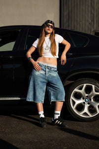 Basedodici Front Logo Blue Jorts