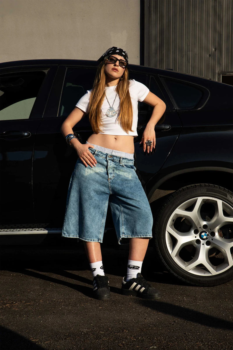 Basedodici Front Logo Blue Jorts