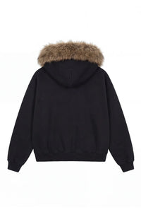 Full Zip "Rude Diamond" Faux Fur Hoodie