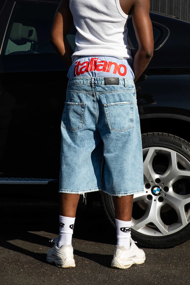 Basedodici Front Logo Blue Jorts