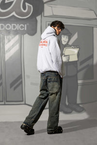 Basedodici Hoodie "Social Media Killed Romance" AshGrey/Red