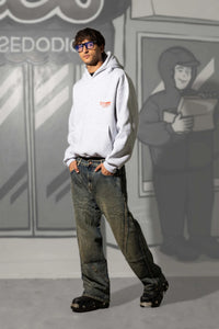 Basedodici Hoodie "Social Media Killed Romance" AshGrey/Red