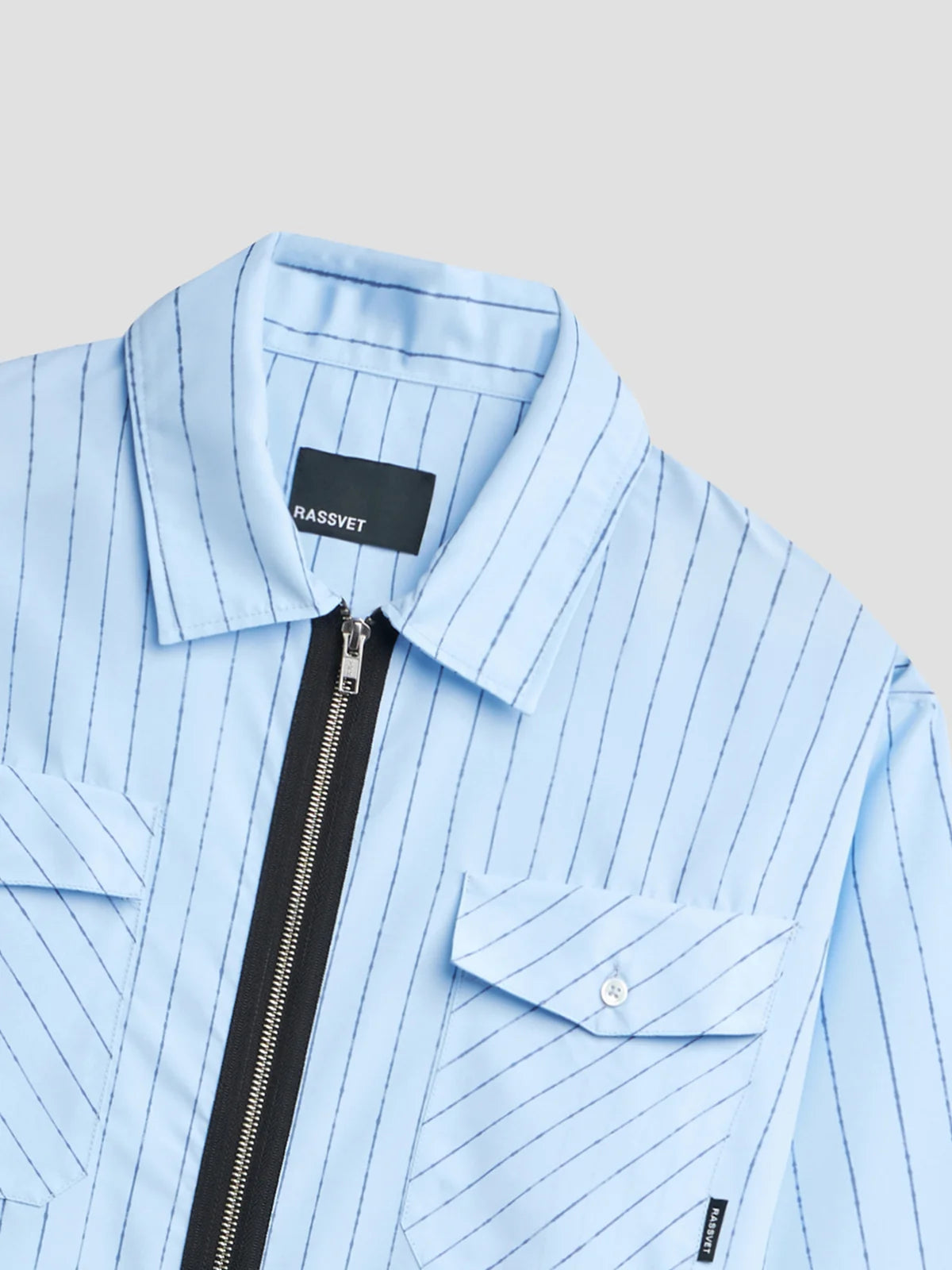 Rassvet Striped Looze Zip Shirt Blue