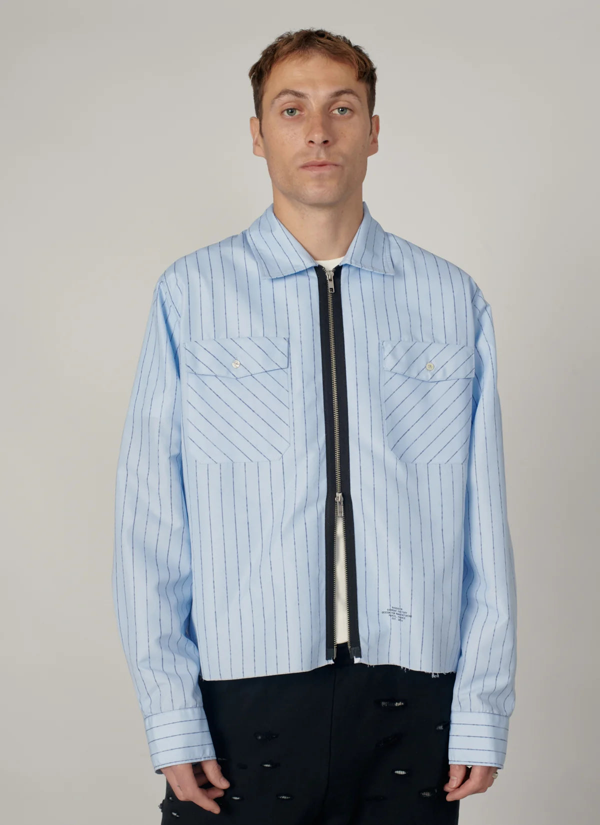 Rassvet Striped Looze Zip Shirt Blue