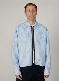 Rassvet Striped Looze Zip Shirt Blue