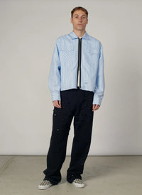 Rassvet Striped Looze Zip Shirt Blue