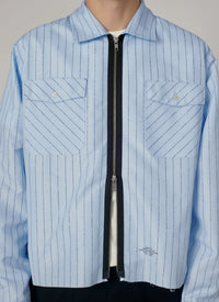 Rassvet Striped Looze Zip Shirt Blue