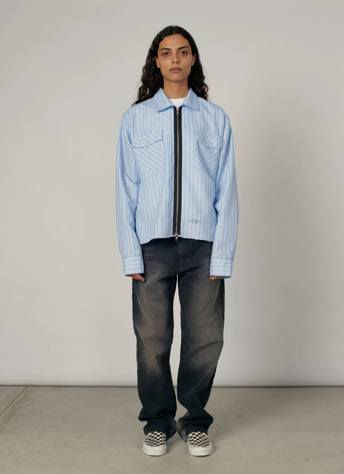 Rassvet Striped Looze Zip Shirt Blue