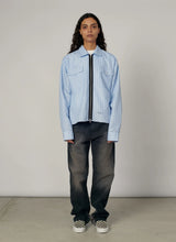 Striped Looze Zip Shirt Blue