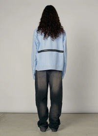 Rassvet Striped Looze Zip Shirt Blue