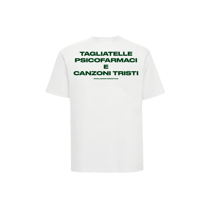 Rivoluzione Romantica Tshirt "Tagliatelle e Psicofarmaci" White