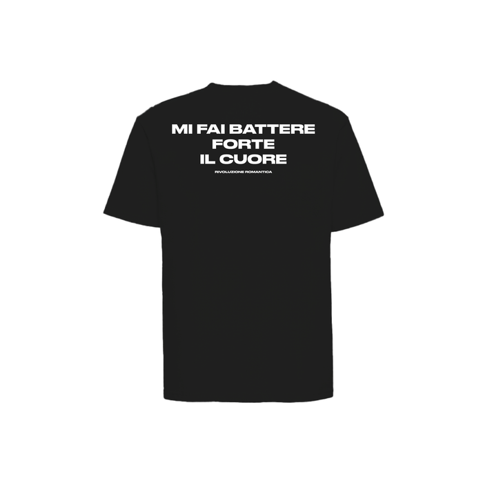 Rivoluzione Romantica Tshirt "Mi fai battere forte il cuore" Black
