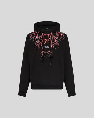 Phobia Black Hoodie Red Embroidered Thunder