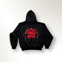 Sgangher Boxy Fit Hoodie Black Red