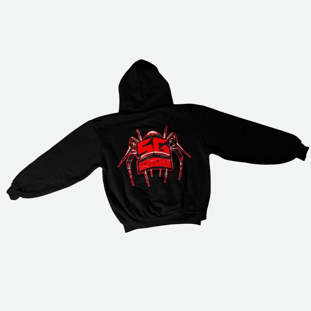 Sgangher Boxy Fit Hoodie Black Red