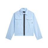 Striped Looze Zip Shirt Blue