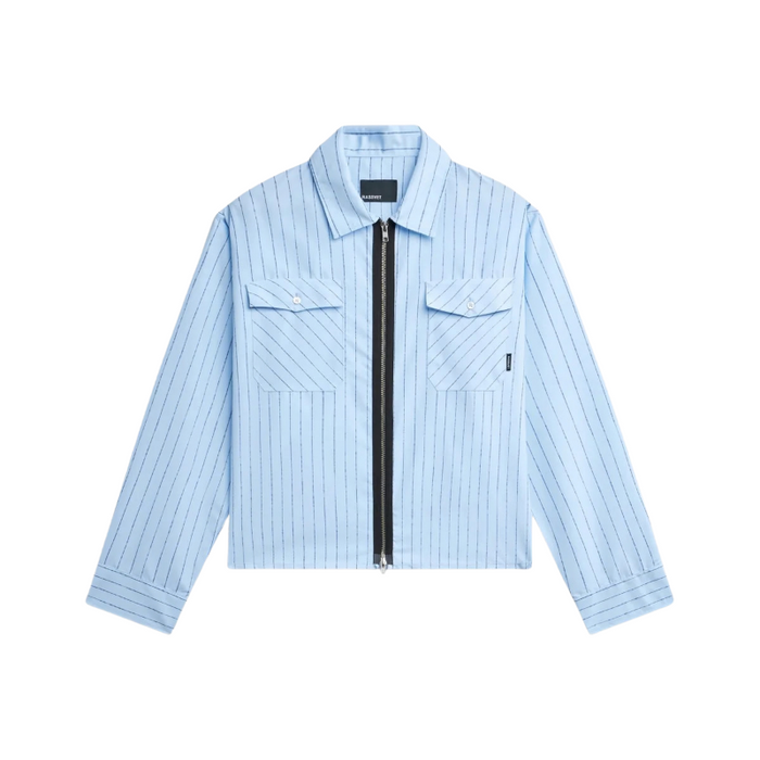 Striped Looze Zip Shirt Blue