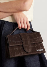 Jacquemus Le Grand Bambino Croco Dark Brown