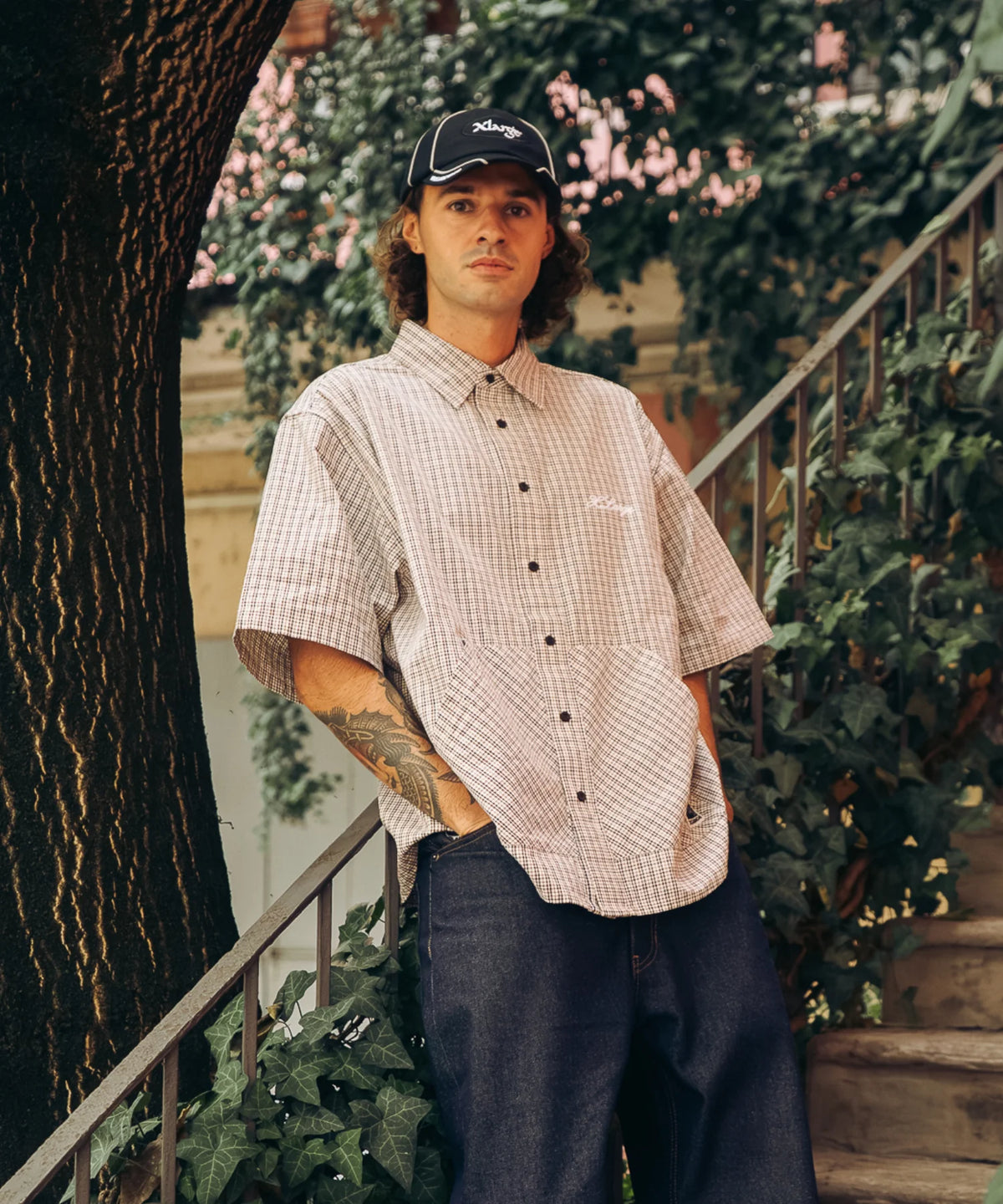X-Large Check Double Sleeves Shirt