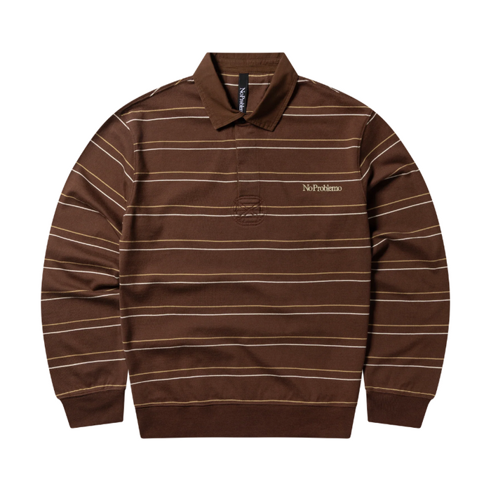 No Problemo Stripes LS Rugby Shirt Brown