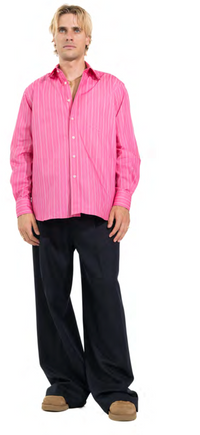 Benevierre Oversize Pink Drop Stripes Shirt